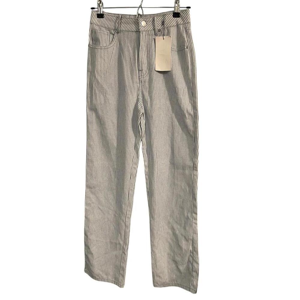 NWT Zara Coastal Grandmother Blue and White Striped Casual Pants, Size 2